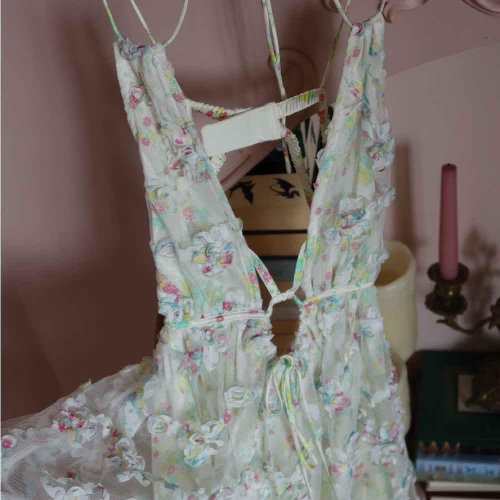 Light Floral Spaghetti Strap Mini Dress For love & Lemons - Picture 2 of 3